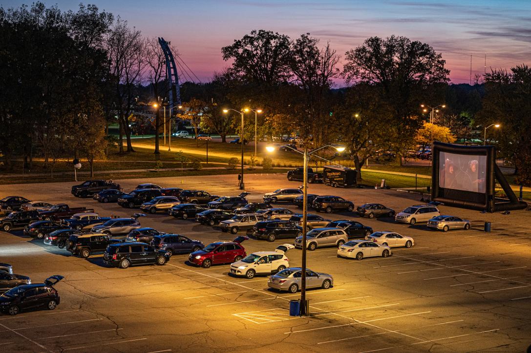 Parking lot drive-in on PFW campus.