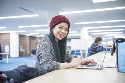 Studying on laptop