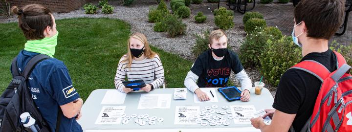 Students at booth
