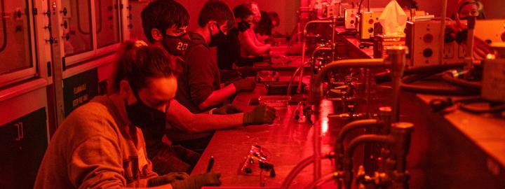 Students in darkroom