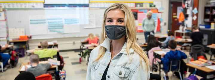 Teacher wearing a mask