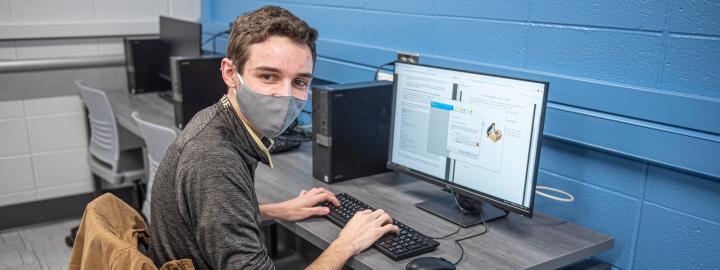 Student at a computer