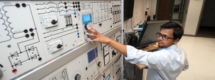 Student with power equipment
