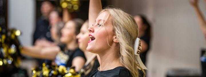 Cheerleaders at basketball game