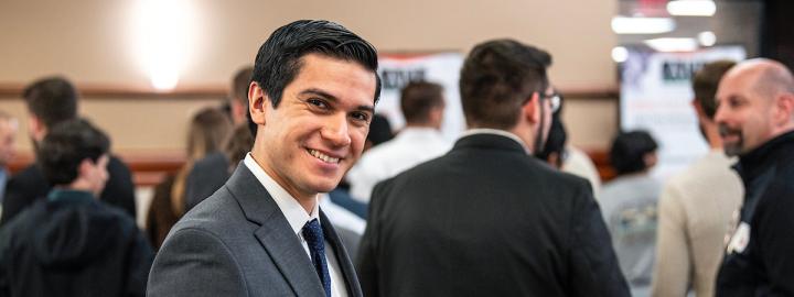 Student at a networking event.