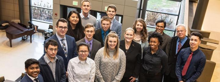 Group photo of students and faculty of Doermer School of Business