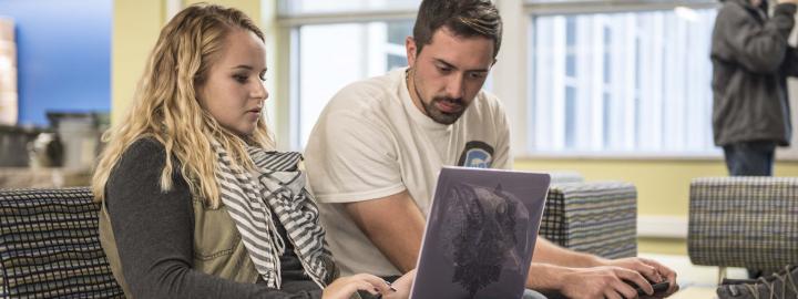Two students studying.