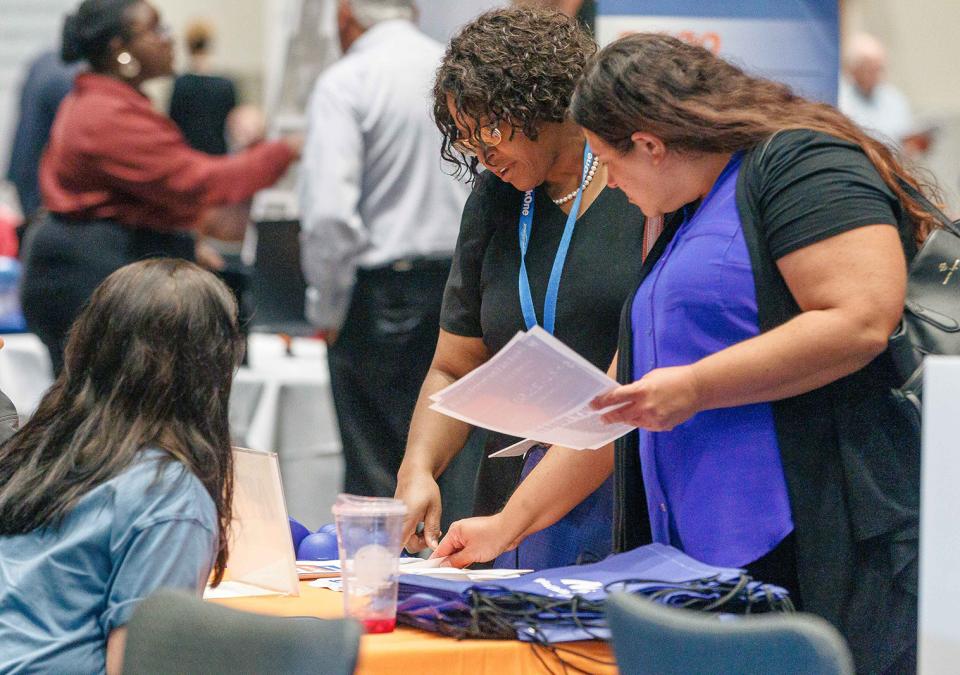 Employers meet job seekers at the Rep. Jim Banks job fair