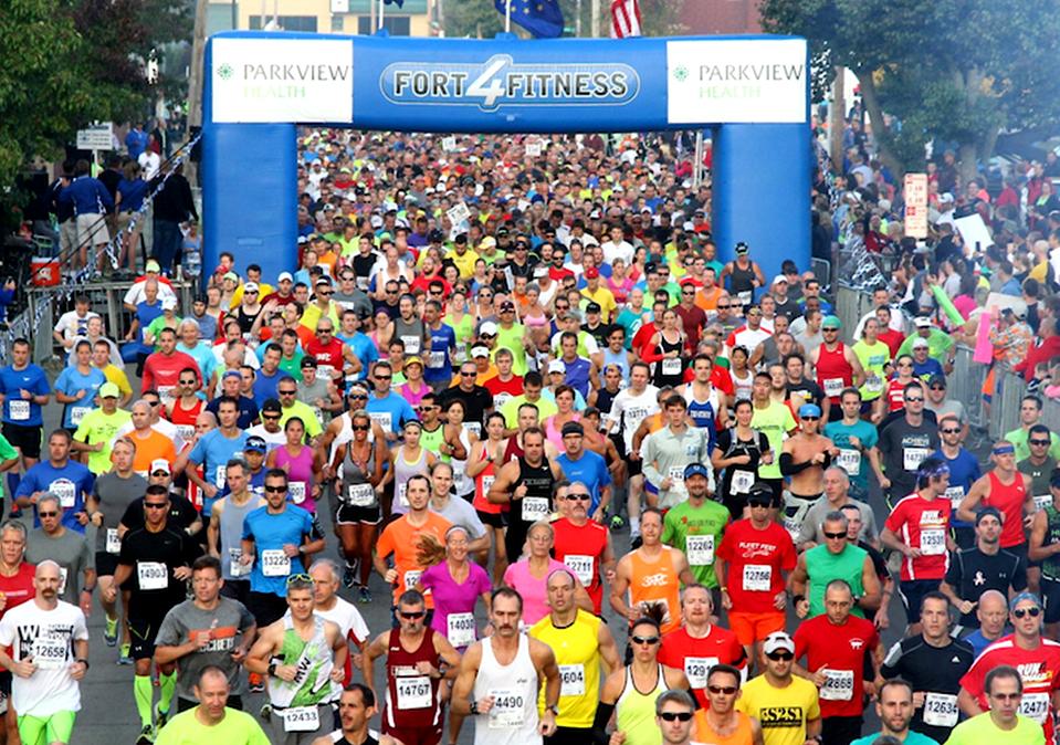 Runners at Race Start for Fort4Fitness Fall Festival