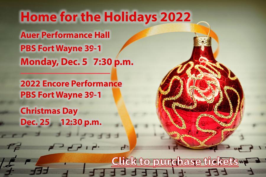 A red ornament on a green background with descriptive text.