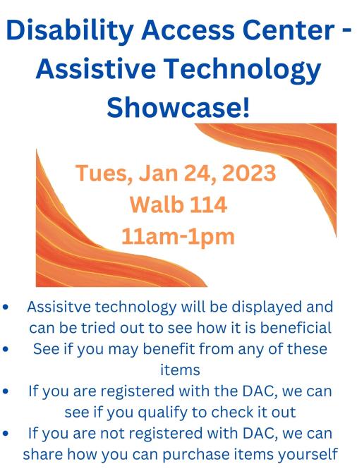 Flyer for Assistive Tech Showcase
