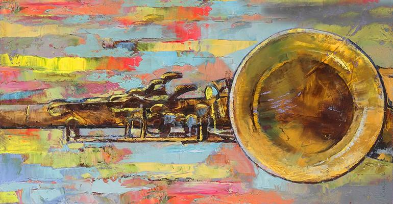 colorful painting of a saxophone