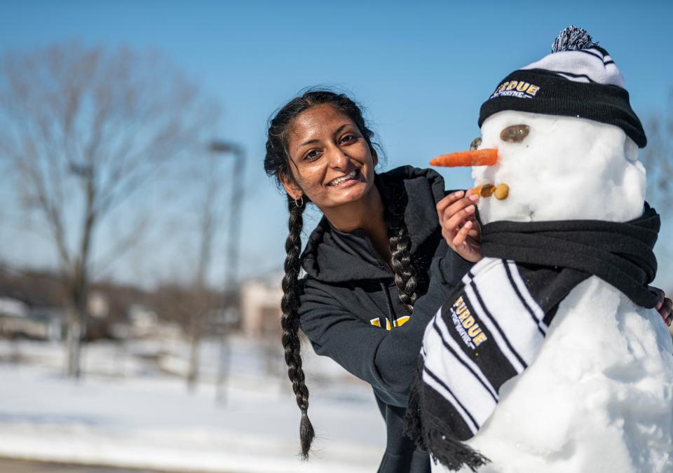Student with snowman