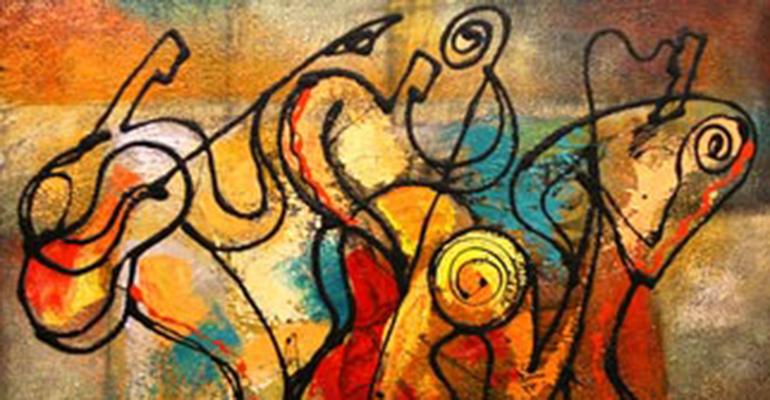 abstract painting of jazz band