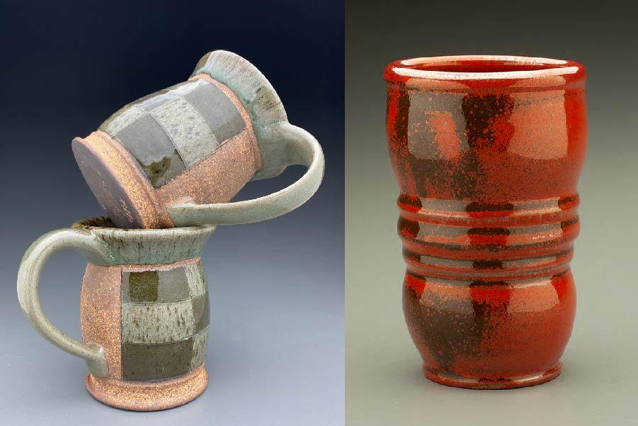 dual photos of pottery