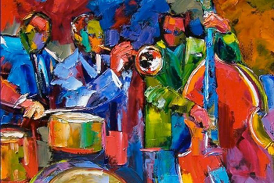 artistic painting of jazz musicians