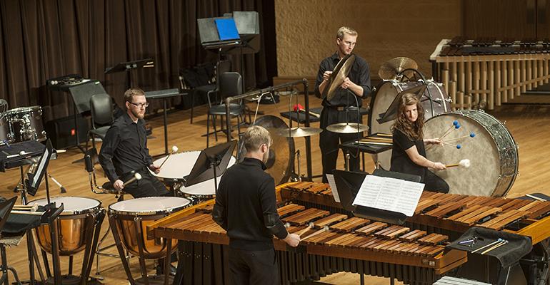 percussion ensemble playing together