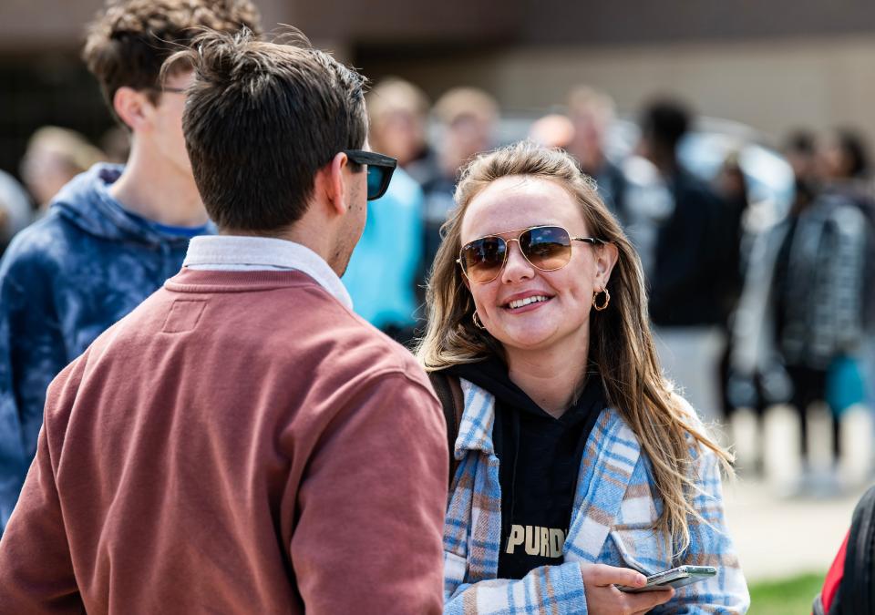 Students hanging outside during Spring Fling.
