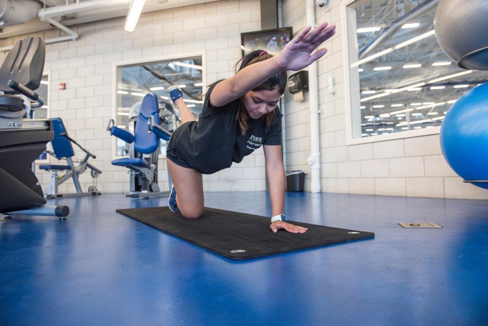 Student works on core strengthening.