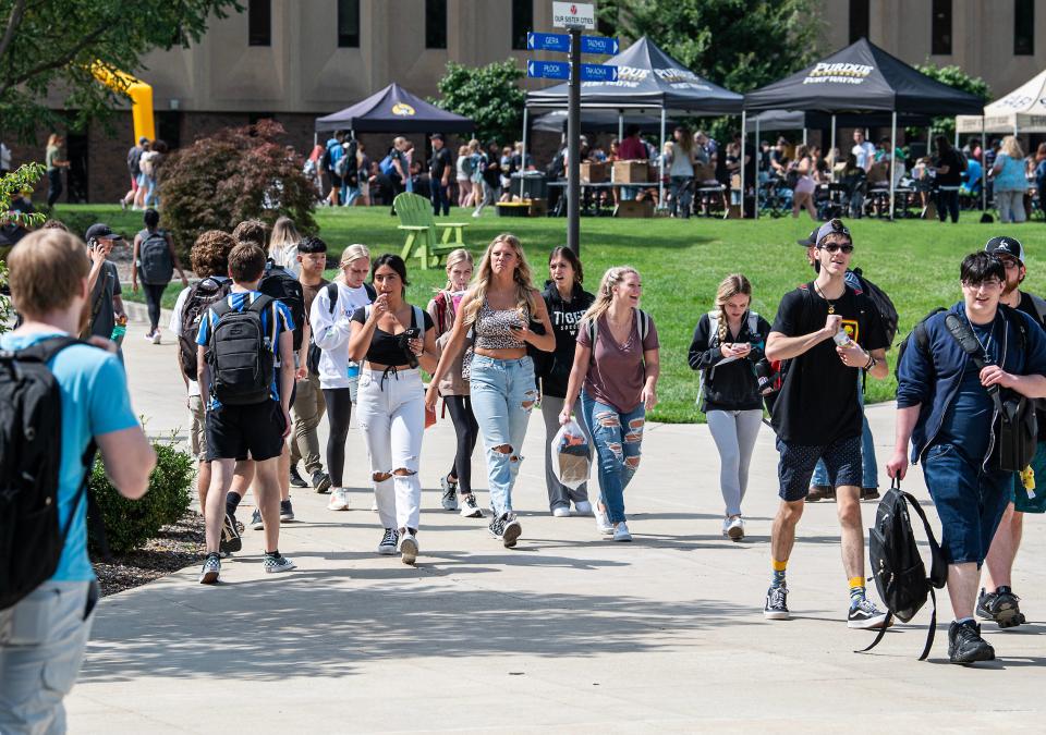Students walking on campus