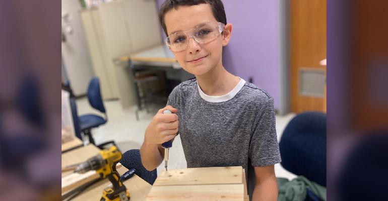 child building wood box