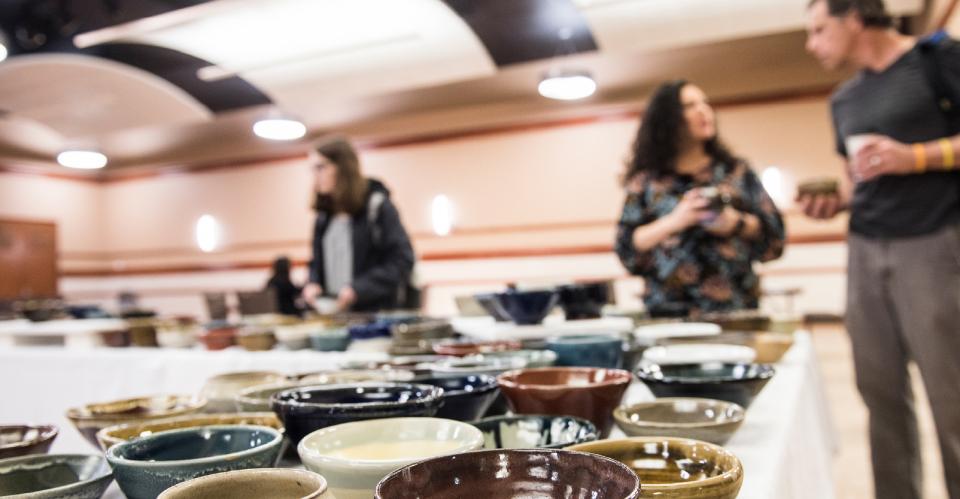 ceramic bowls made by students