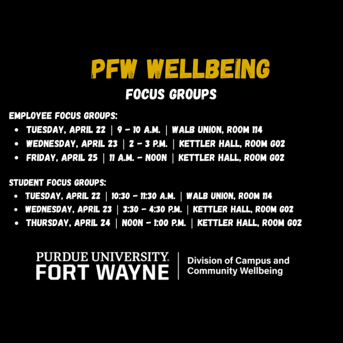 Wellbeing Focus Group Dates and Times