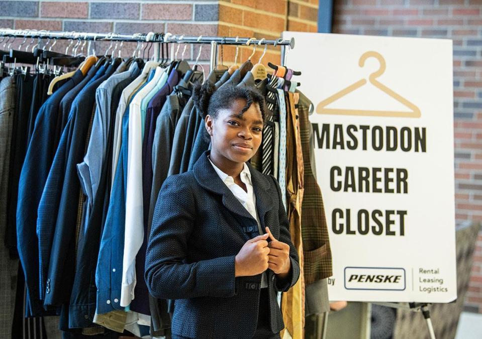 A student is wearing professional clothing