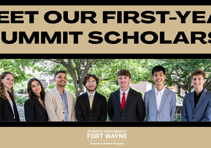 Six Chapman Scholars and one Doermer Scholar posing for group photo.