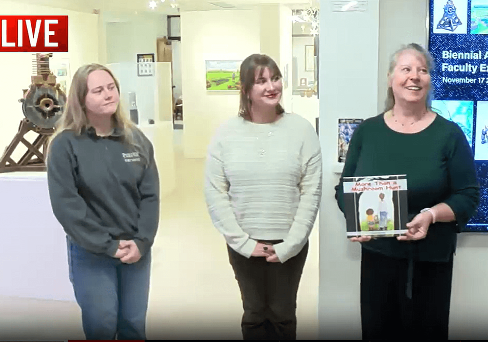 Three people are being interviewed on a newscast