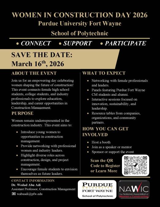 Women in Construction Day Information Flyer with QR Code