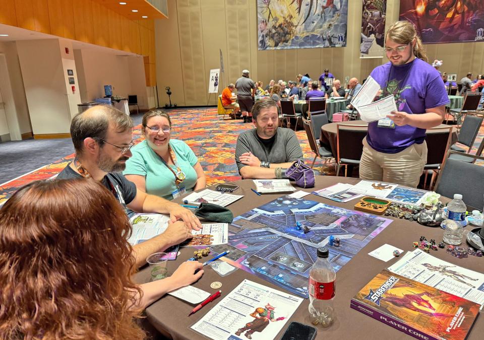 Dell Kaufeld is helping out at a board game convention