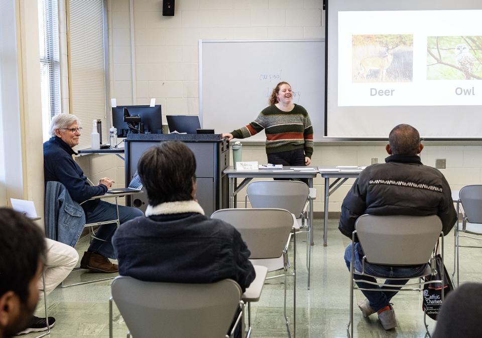 Students are learning English in a classroom