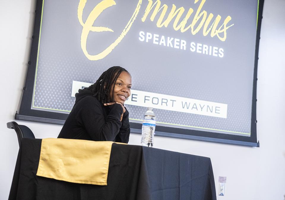 Melissa Proctor is speaking to students in a classroom