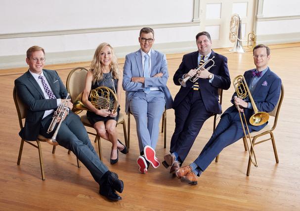 Five members of the Gaudete brass quintet