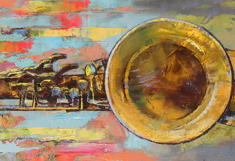 painting of saxophone