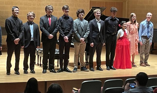 group of students on stage