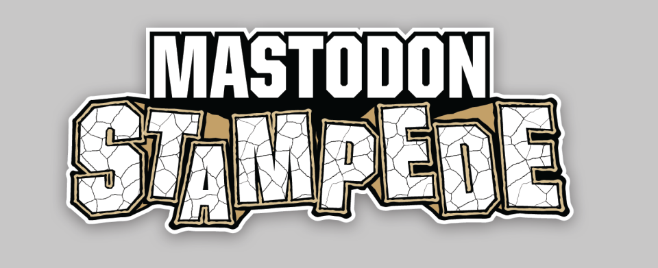 Gray background with Mastodon Stampede text