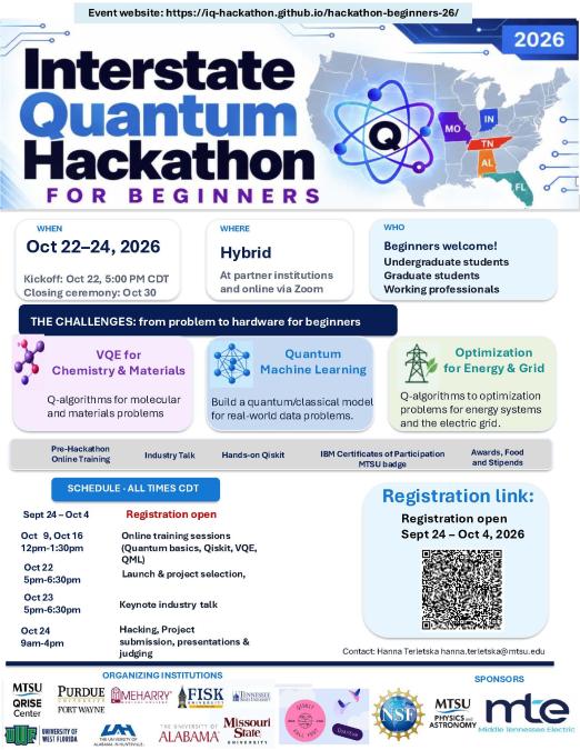 Interstate Quantum Hackathon for Beginners Informational Flyer