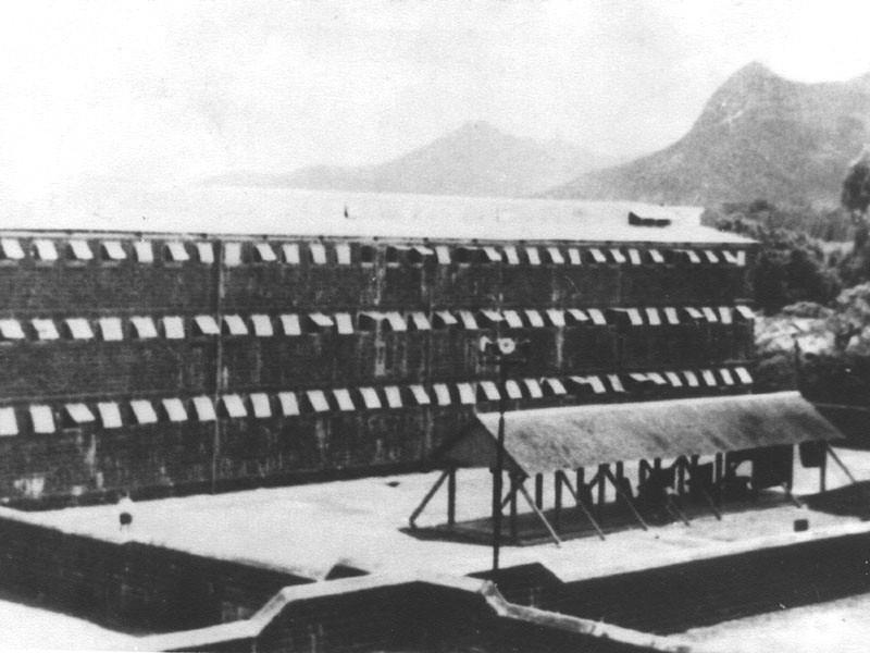 Photograph of the detention center in Maruitius during WWII.