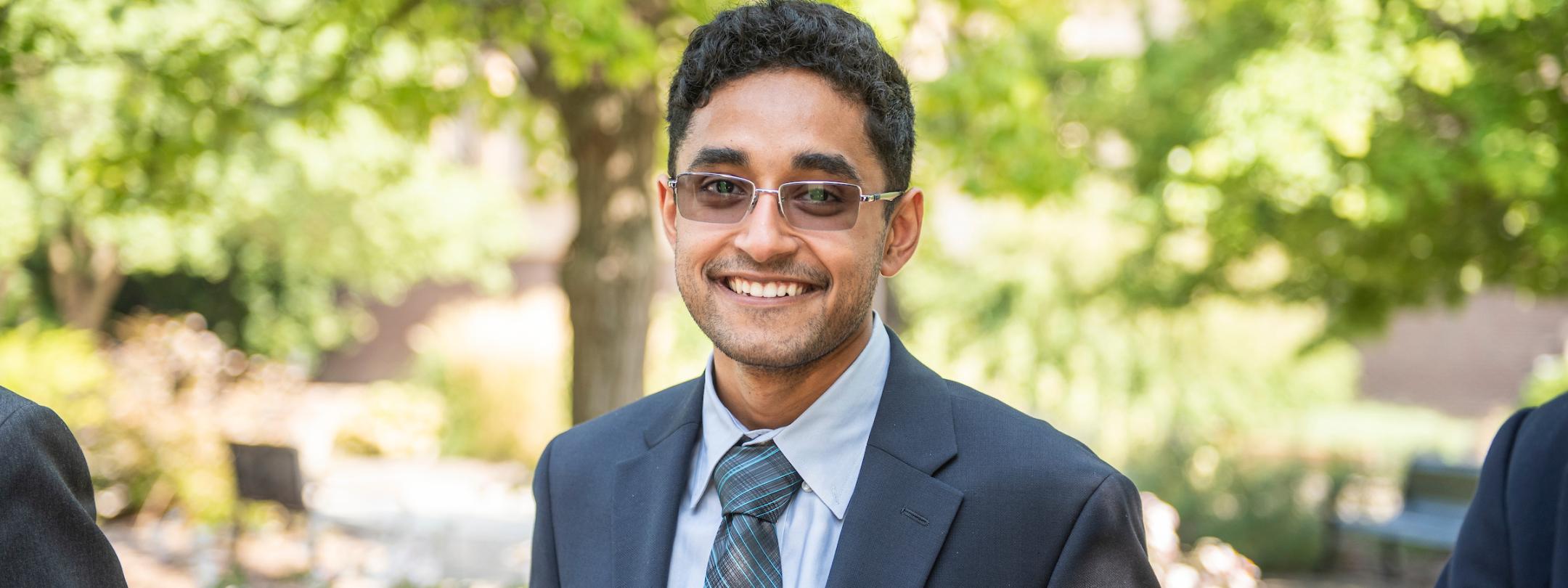 Student wearing a suit