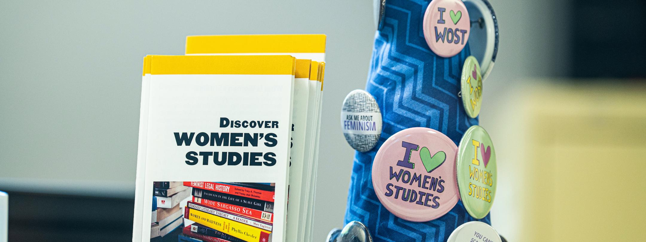 Women's Studies display with pamphlets.