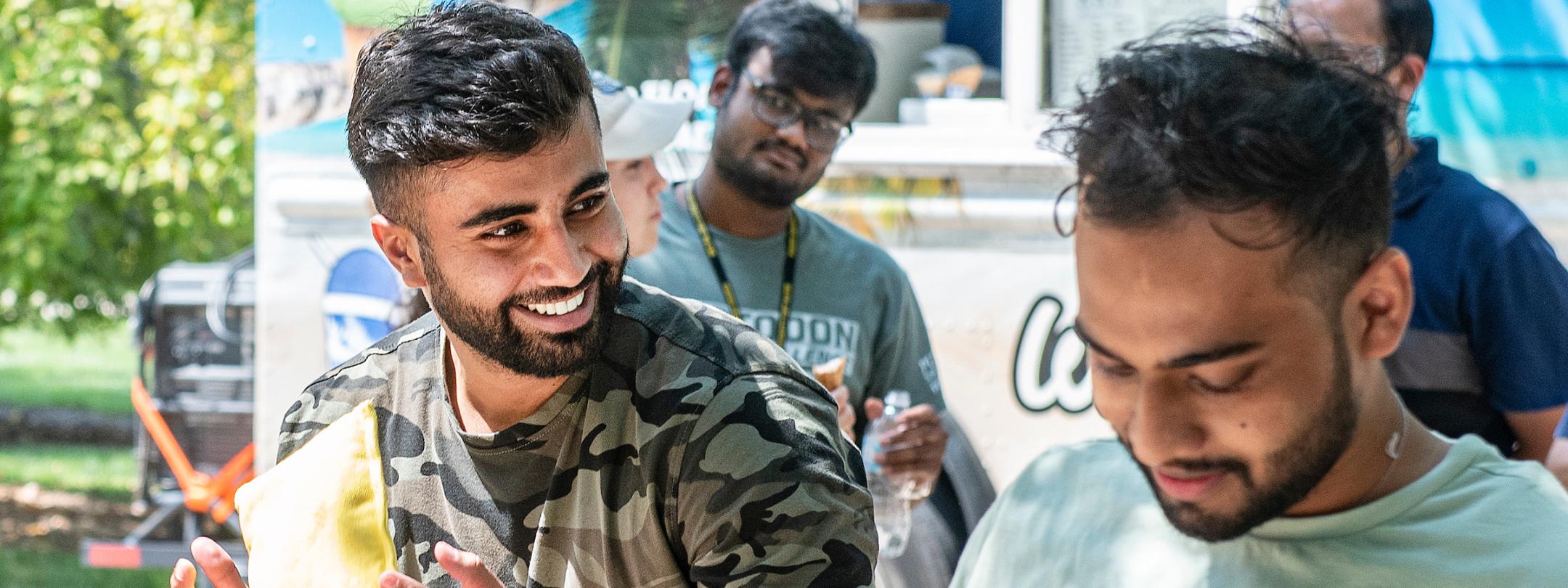International students enjoy an ice social on campus.
