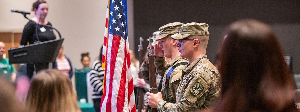 A color guard at the 2022 Serving Those Who Serve Brunch