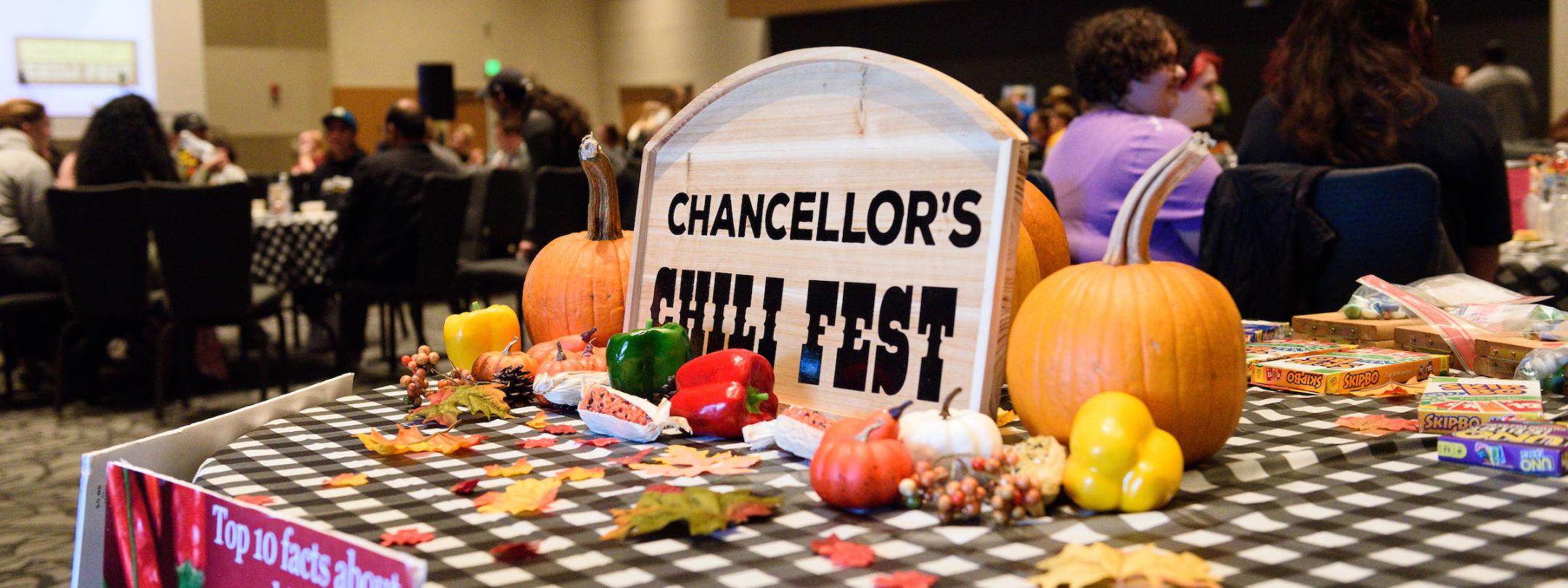 Decorated table at the Chancellor's Chili Fest