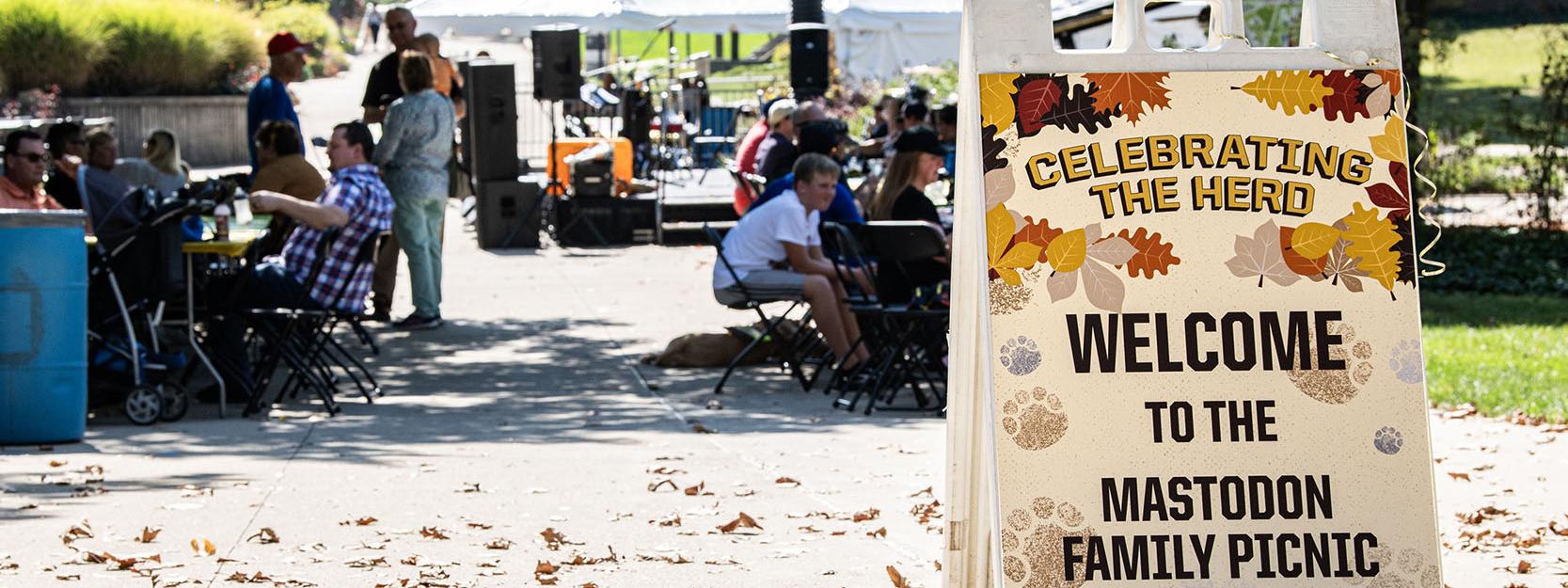 The welcome sign at the family picnic