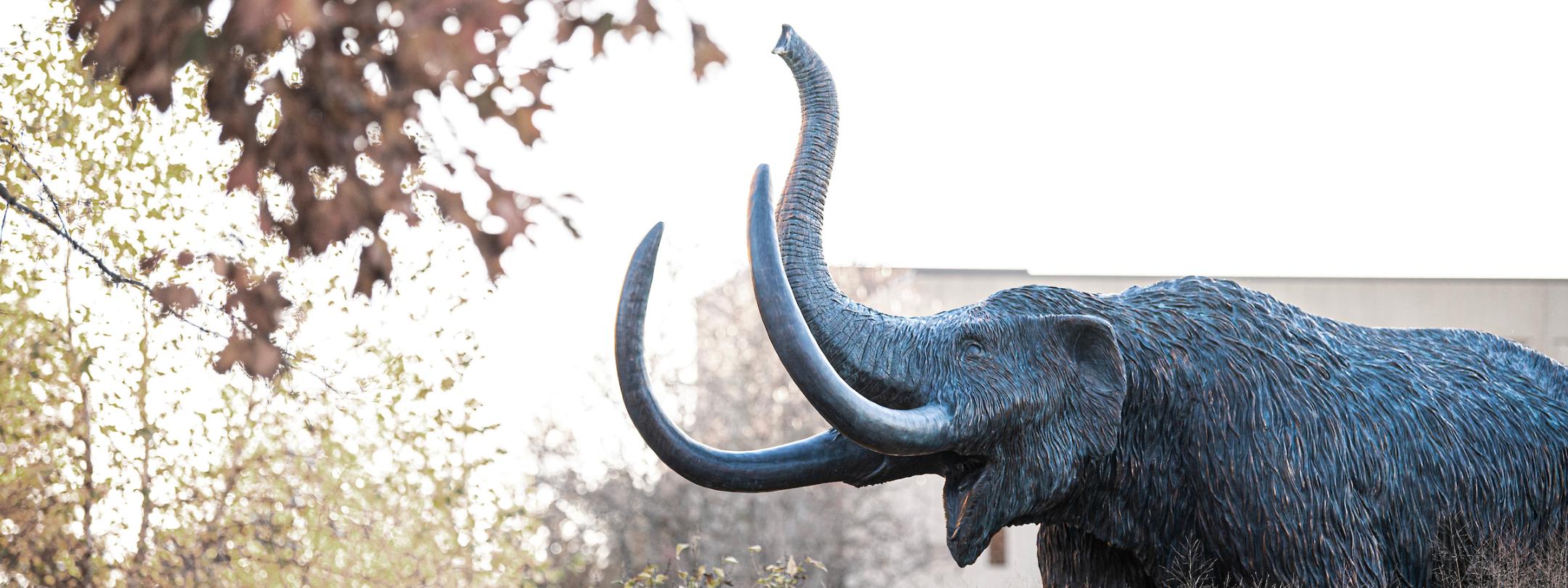 Mastodon statue in the late fall.