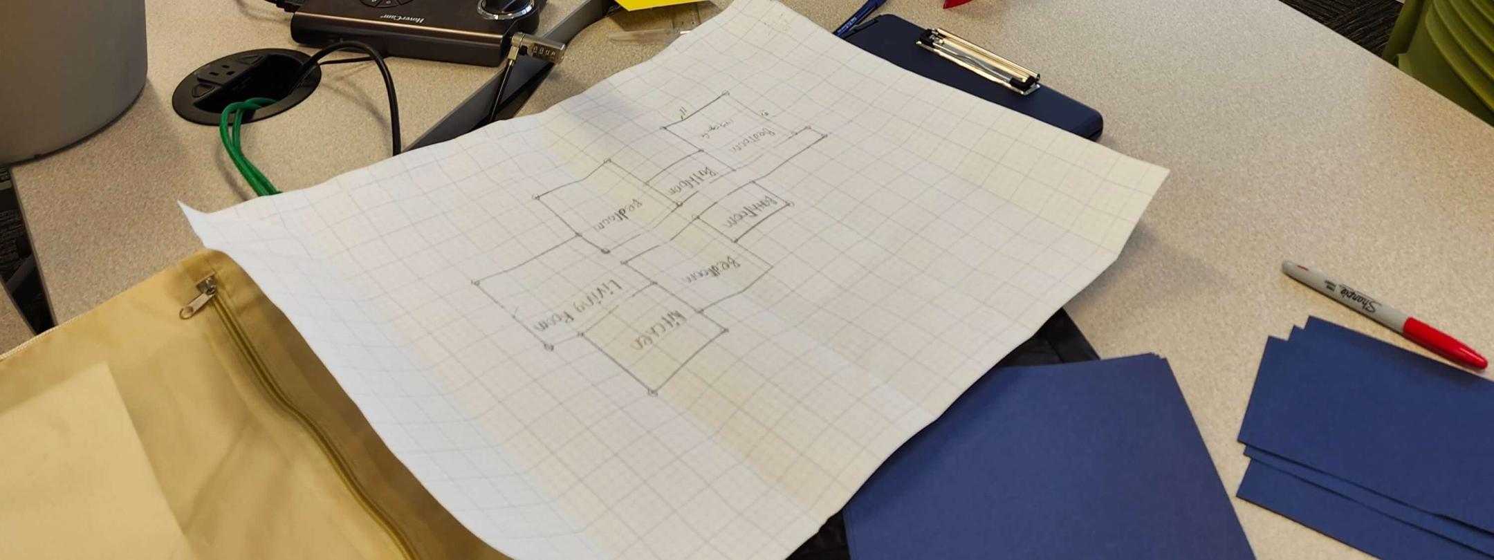 Student working on a blueprint