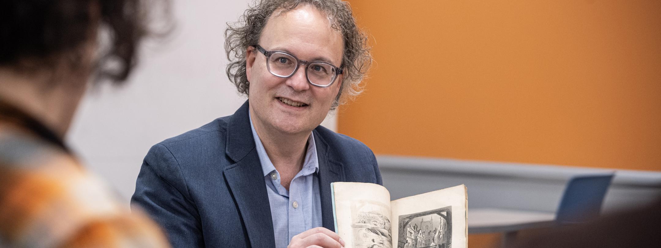 English professor in classroom