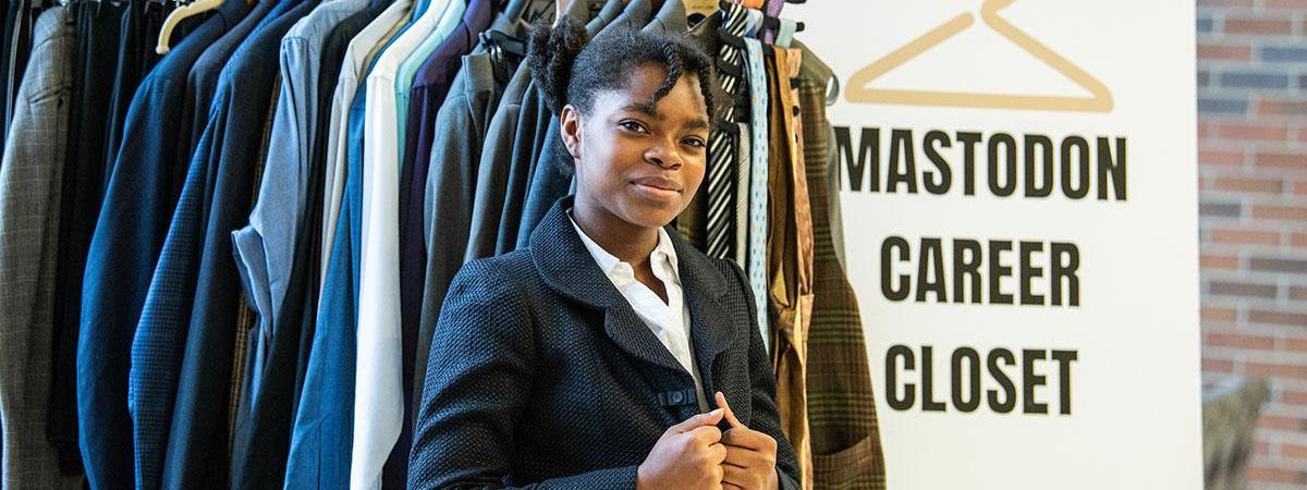 A student is wearing professional clothing
